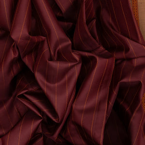 Maroon Handloom Kanchi Cotton Saree With Dotted Stripes