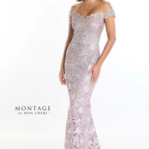 Montage M507 Long Formal Beaded Lace Ombre Evening Dress