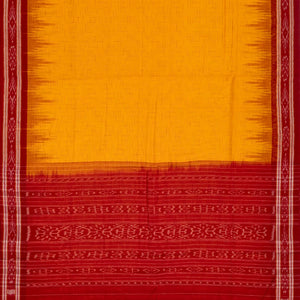Yellow Handloom Orissa Cotton Saree With Contrast Red Border