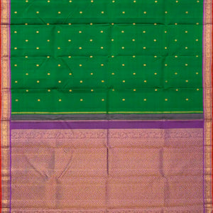 Dark Green Handloom Kanchipuram Silk Saree With Mango Buttas