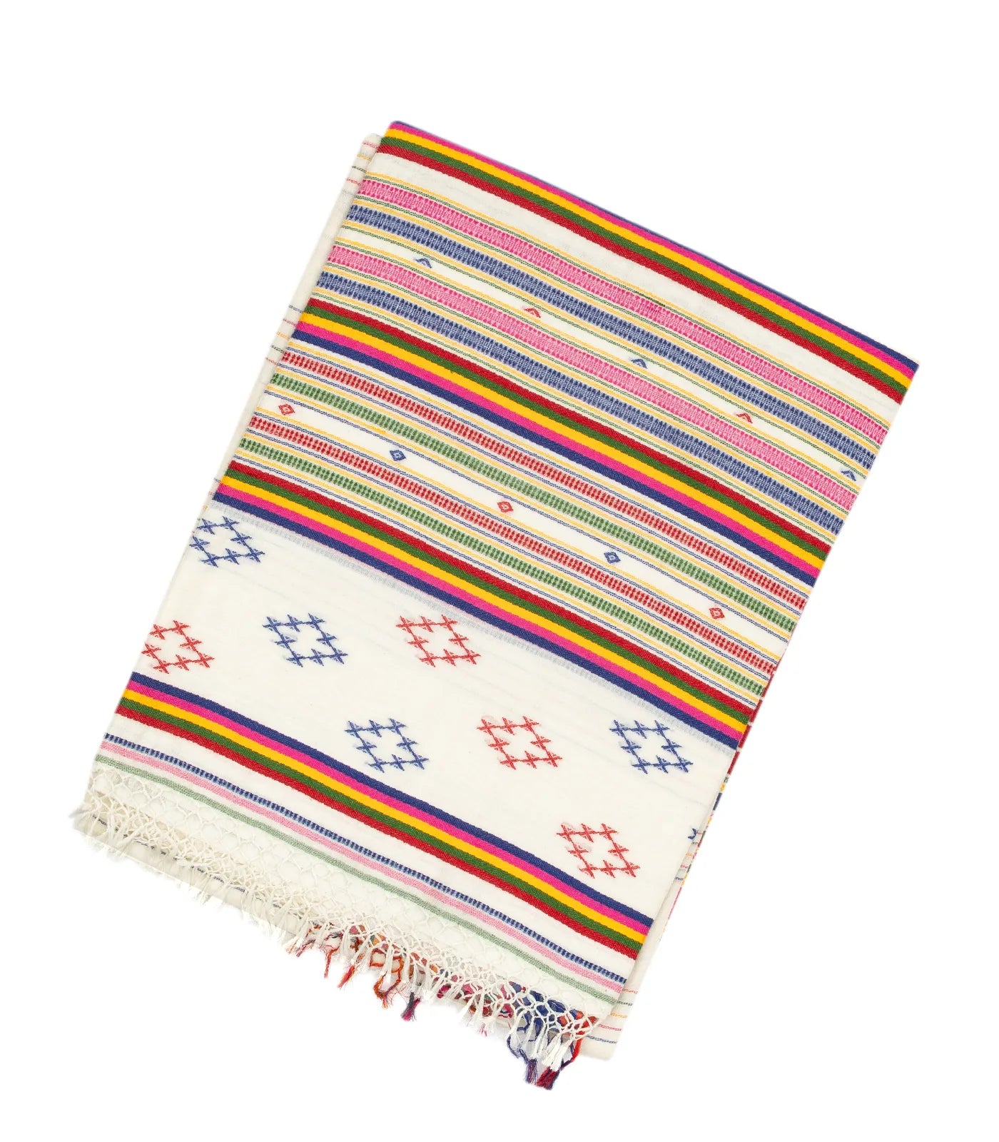 Off White Handloom Bengal Cotton Saree With Stripes