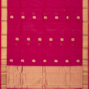 Hot Pink Handloom Kanchi Cotton Saree With Annam Buttas