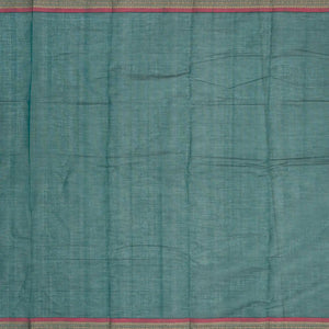 Teal Handloom Kanchi Cotton Saree With Checks & Dots