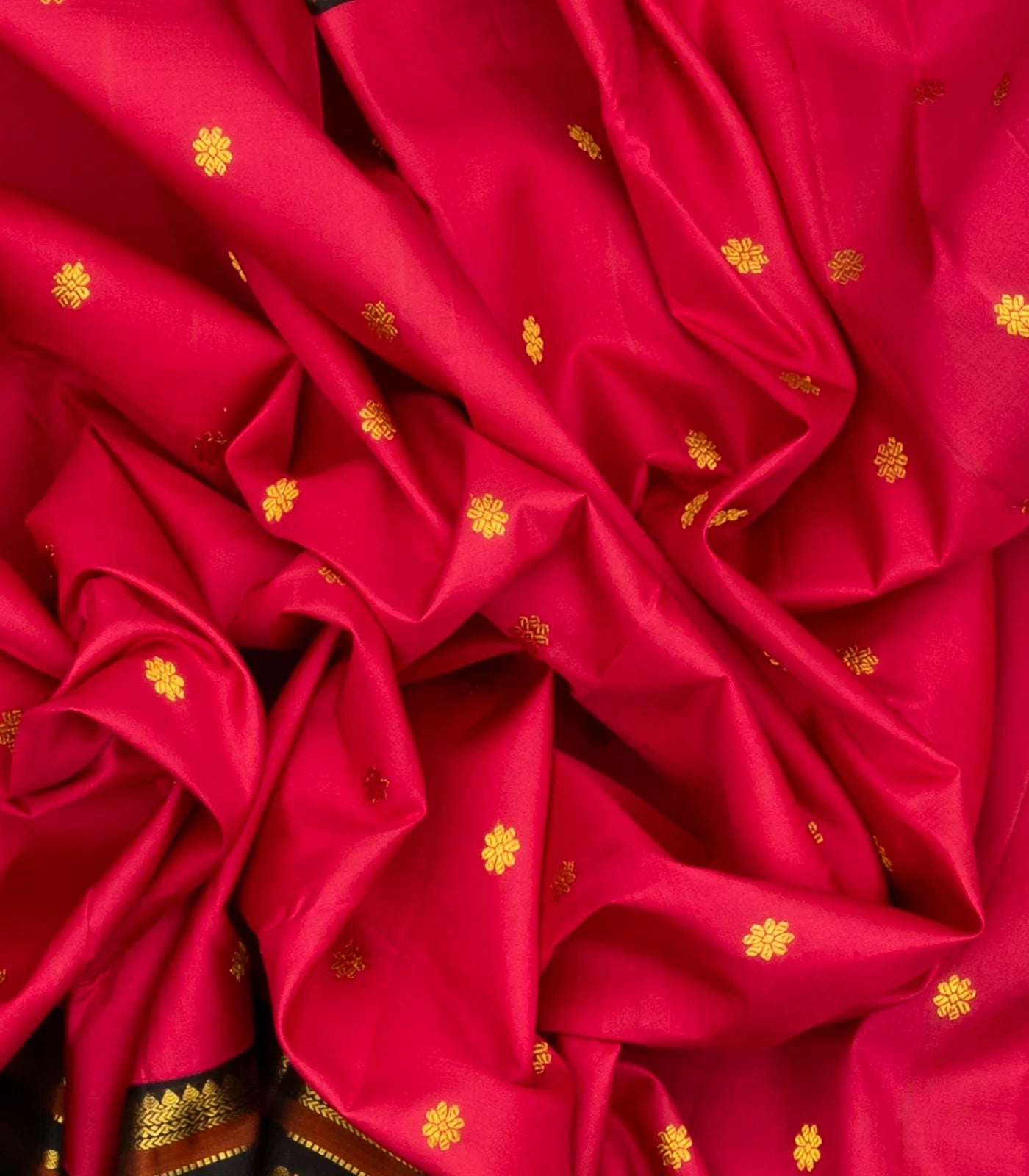 Hot Pink Handloom Kanchipuram Korvai Silk Saree With Kamalam Buttas