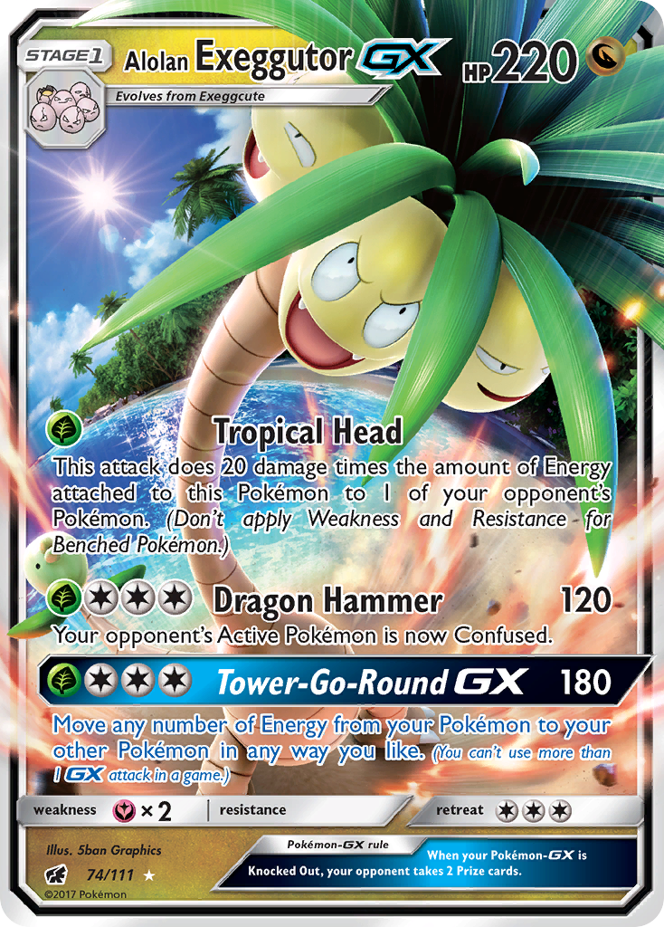 Alolan Exeggutor-GX - 74/111 - Rare Holo GX
