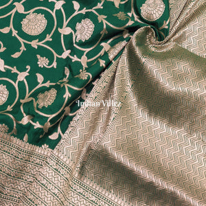 Teal Green Uppada Katan Silk Banarasi Saree