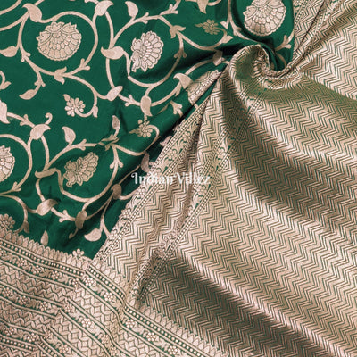 Teal Green Uppada Katan Silk Banarasi Saree