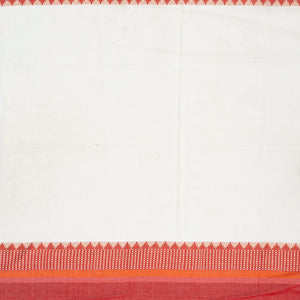 White Handloom Bengal Cotton Saree With Floral Buttas