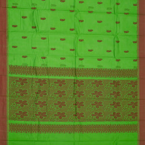 Green Handloom Rasipuram Cotton Saree With Mango Buttas