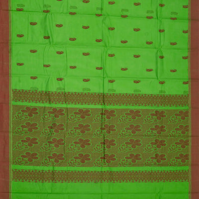 Green Handloom Rasipuram Cotton Saree With Mango Buttas