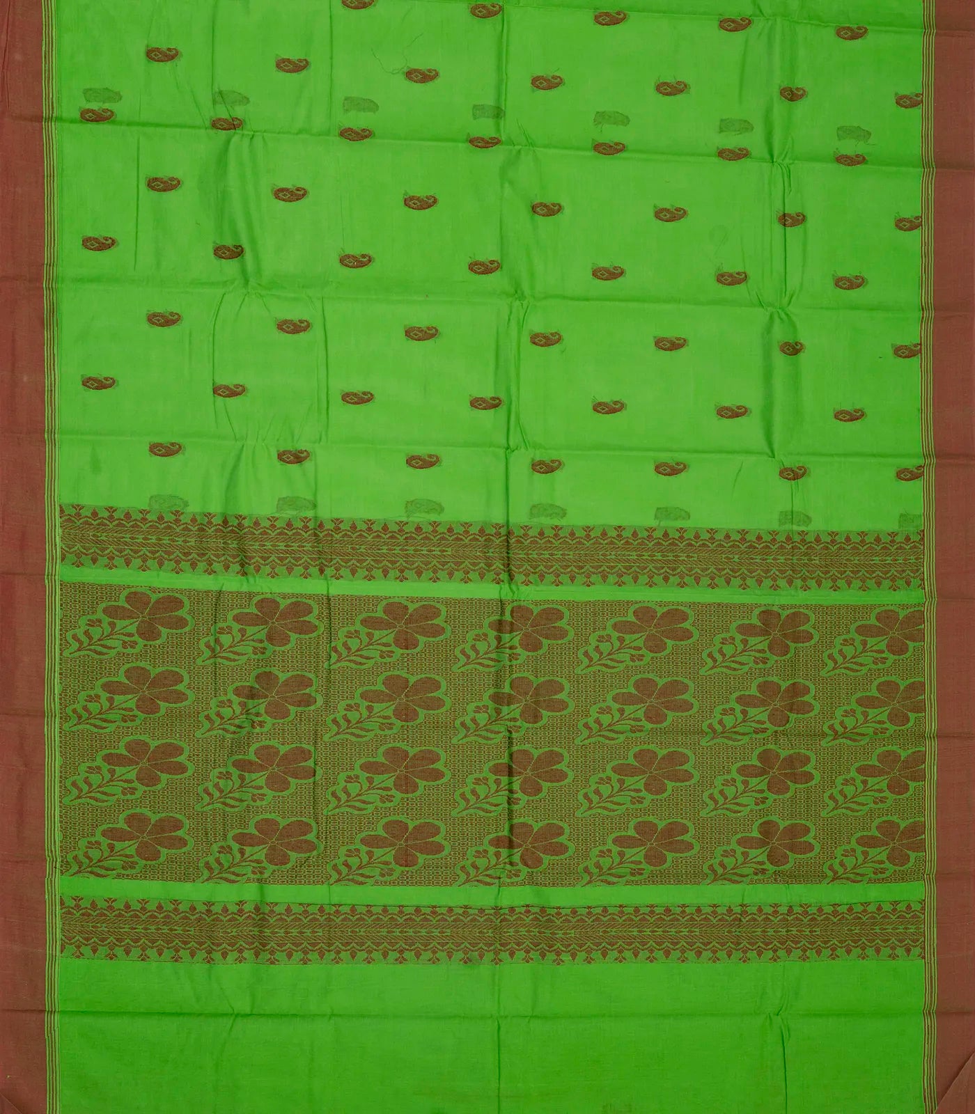 Green Handloom Rasipuram Cotton Saree With Mango Buttas