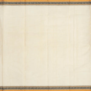 Off White Handloom Kanchi Cotton Saree With Checks & Kamalam Motifs.