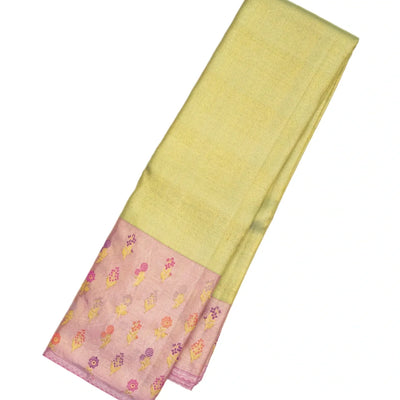 Cardamom Green Handloom Kanchipuram Tissue Silk Saree With Floral Motifs