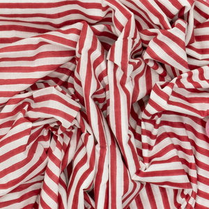 Red Woven Jaipur Cotton Saree Printed With Stripes