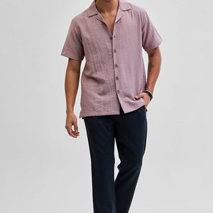 Mauve Box Fit Linen Blend Shirt