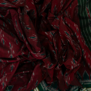 Maroon Handloom Orissa Cotton Saree With Tie & Dye Flower Motifs