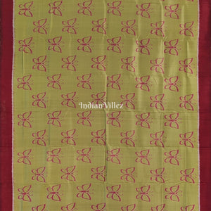 Apple Green Butterfly Design Contemporary Silk Saree