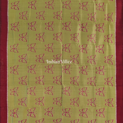 Apple Green Butterfly Design Contemporary Silk Saree