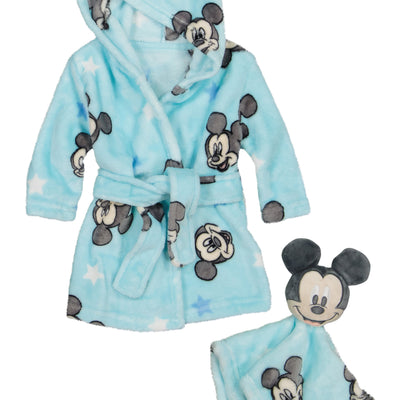 Baby Boys Mickey Mouse Bath Robe and Teething Lovey
