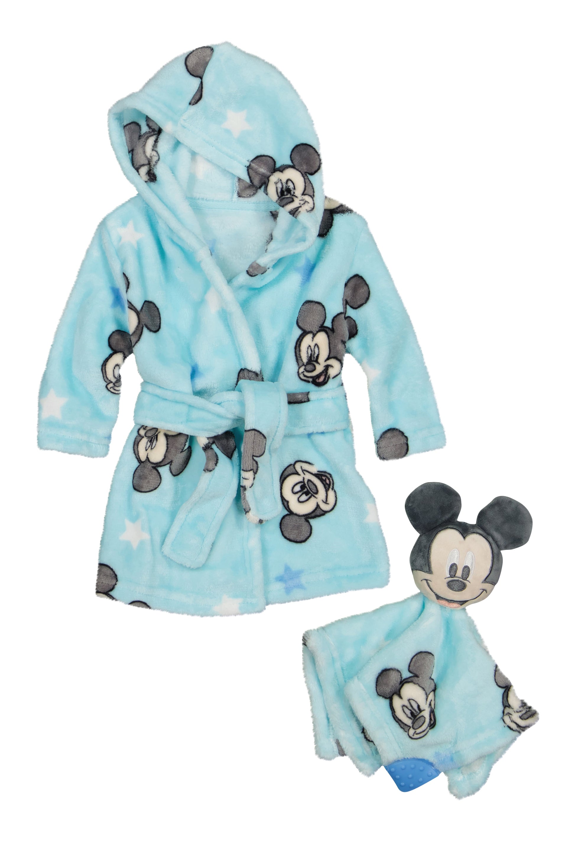 Baby Boys Mickey Mouse Bath Robe and Teething Lovey