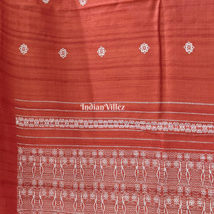 Rust Tribal Theme Gopalpur Tussar Silk Saree