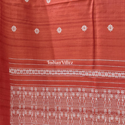 Rust Tribal Theme Gopalpur Tussar Silk Saree