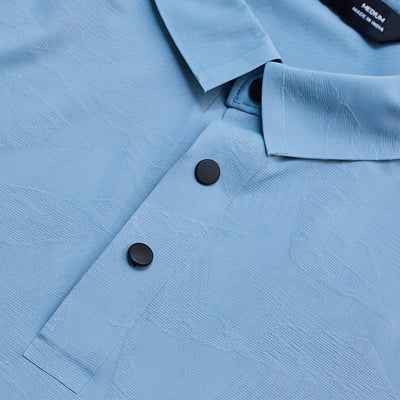 Blue Textured Stitchless Polo T-Shirt