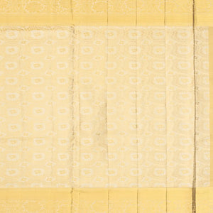 Beige Handloom Kanchipuram Tissue Silk Saree With Meena Floral Motifs