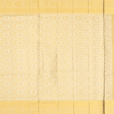 Beige Handloom Kanchipuram Tissue Silk Saree With Meena Floral Motifs
