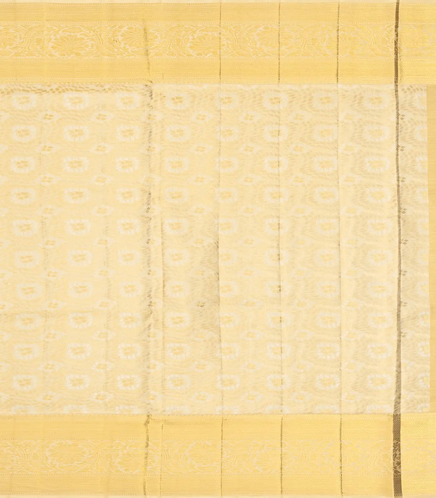 Beige Handloom Kanchipuram Tissue Silk Saree With Meena Floral Motifs