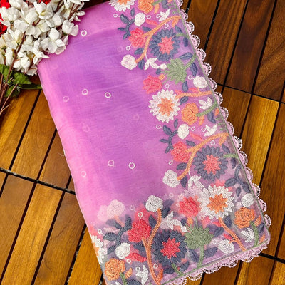 Pure Organza Embroidery work Saree