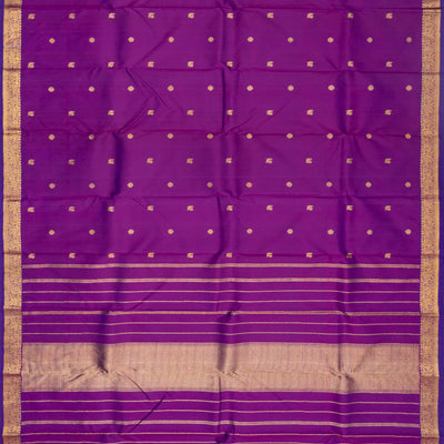 Purple Handloom Kanchipuram Silk Saree And Annam Chakaram Buttas