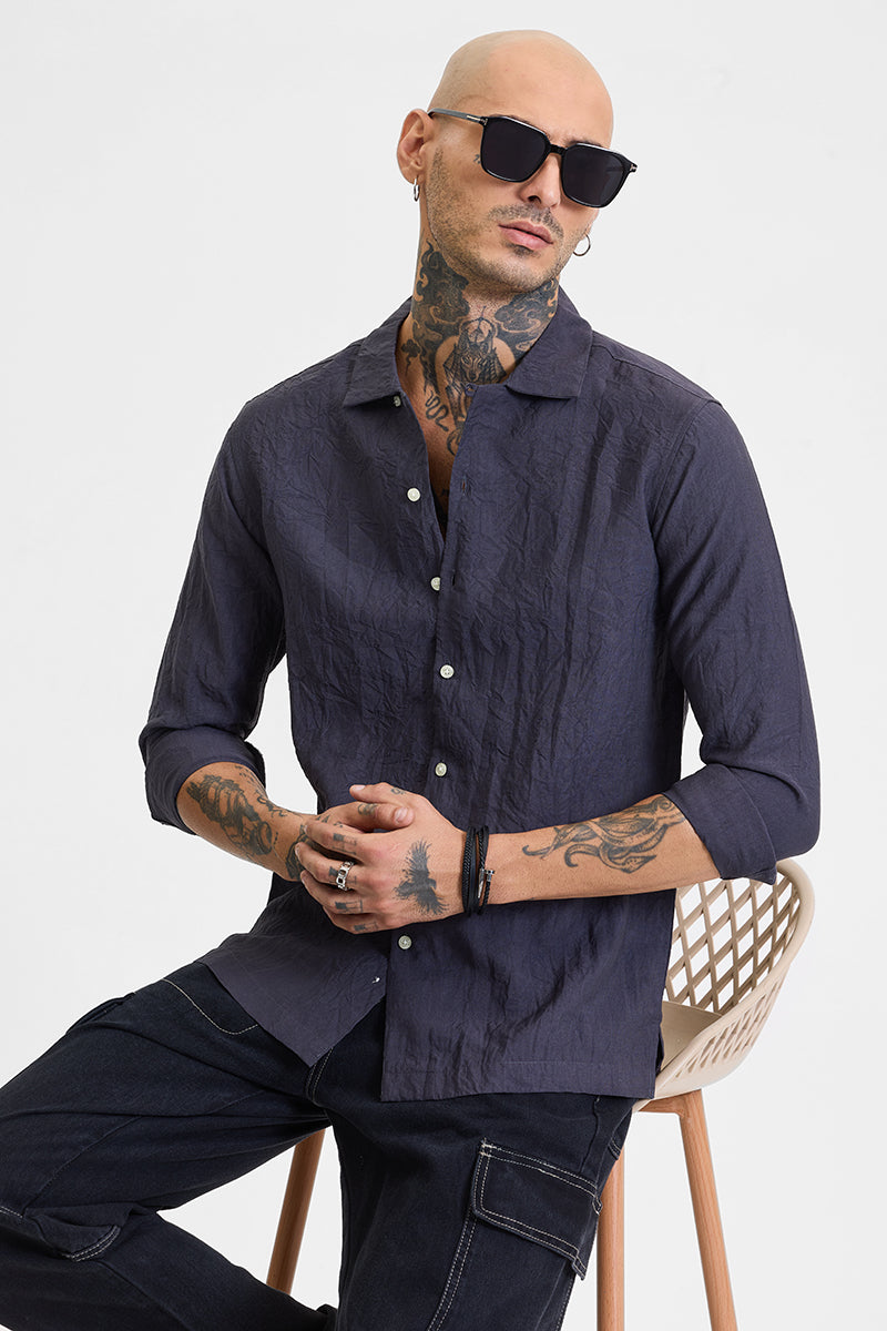 Charcoal Grey Crinkle Shirt