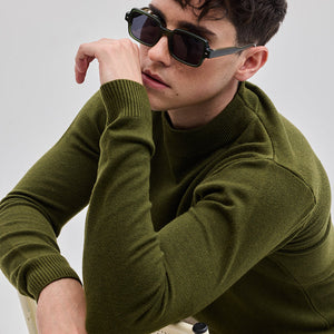 Olive Knitted Sweatshirt