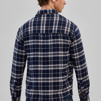 Navy Flannel Checks Overshirt
