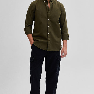Olive Solid Twill Shirt