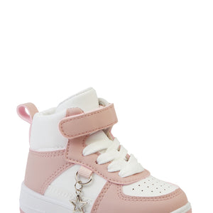 Toddler Girls Star Charm Velcro Strap High Top Sneakers