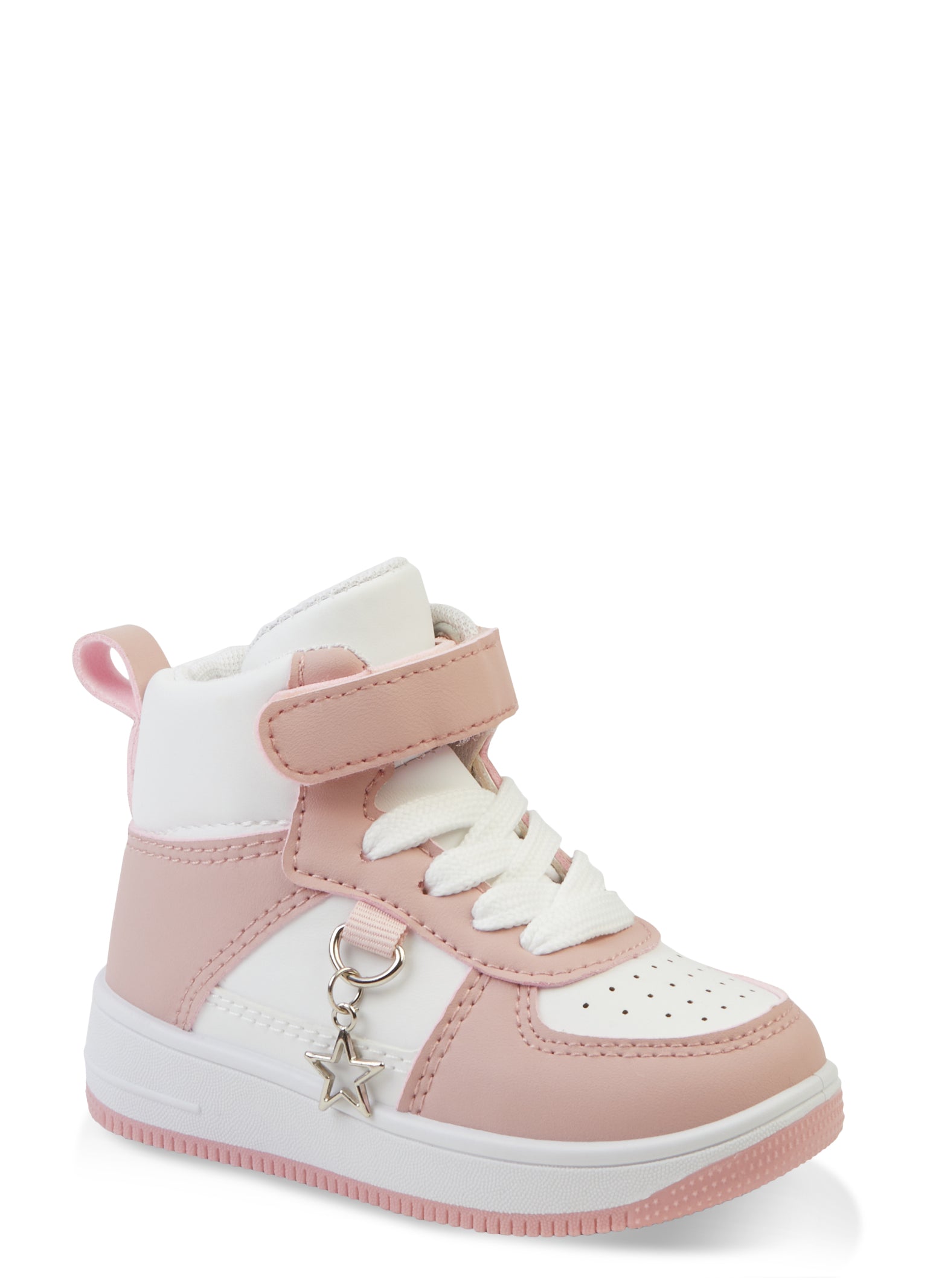Toddler Girls Star Charm Velcro Strap High Top Sneakers