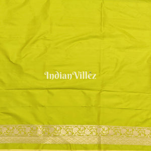 Lime Green Designer Banarasi Katan Silk Saree