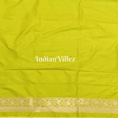Lime Green Designer Banarasi Katan Silk Saree