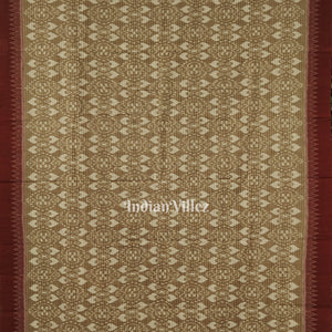 Red Brown Odisha Ikat Sambalpuri Pure Cotton Saree