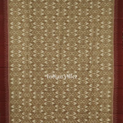 Red Brown Odisha Ikat Sambalpuri Pure Cotton Saree
