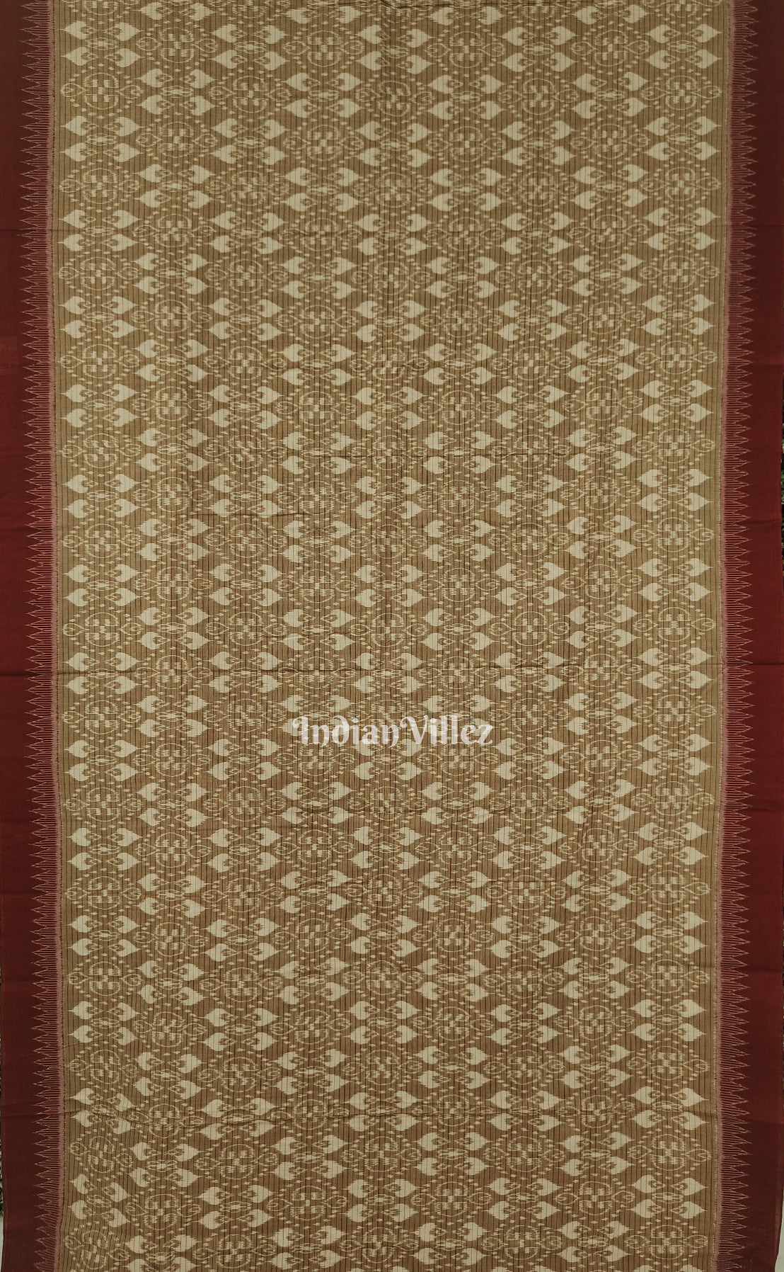 Red Brown Odisha Ikat Sambalpuri Pure Cotton Saree