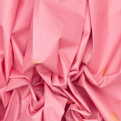 Bubblegum Pink Handloom Kanchipuram Silk Saree With Coin Buttas