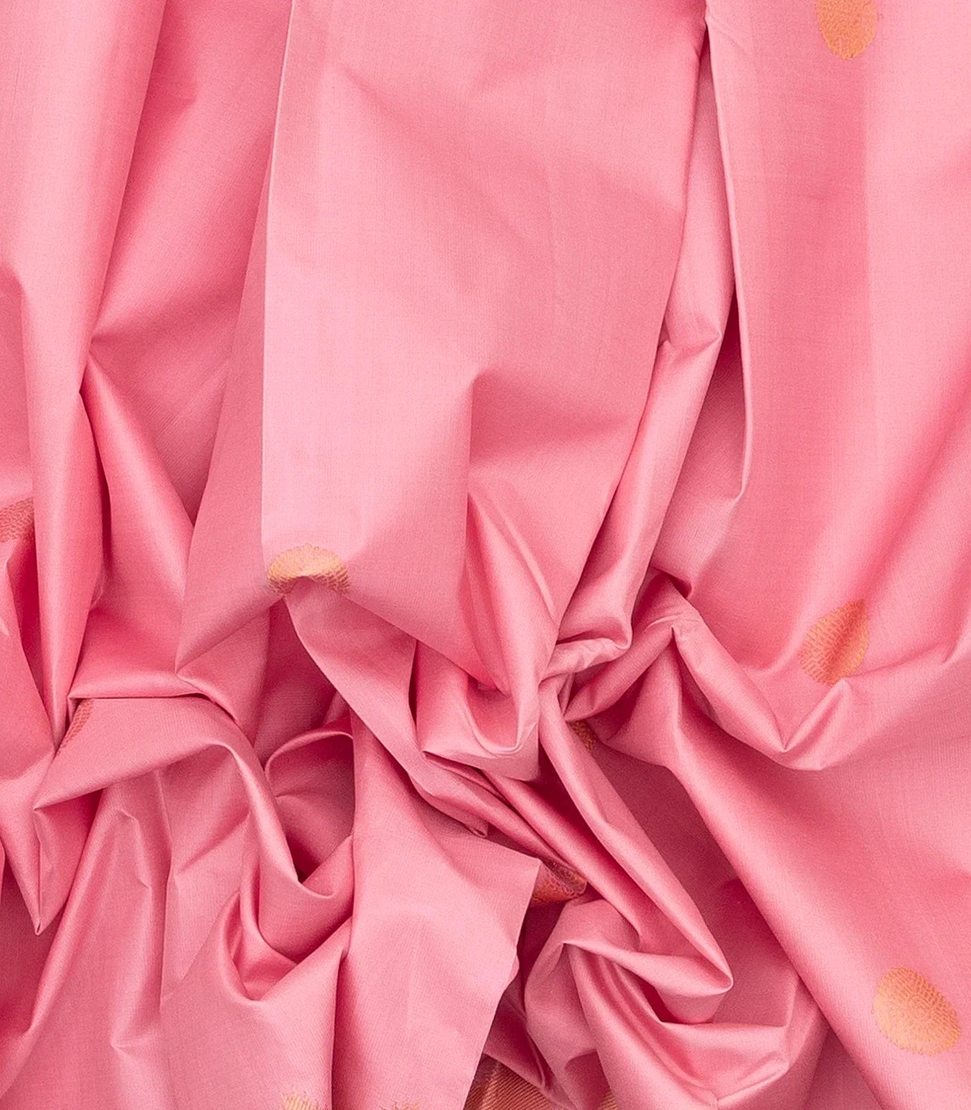 Bubblegum Pink Handloom Kanchipuram Silk Saree With Coin Buttas