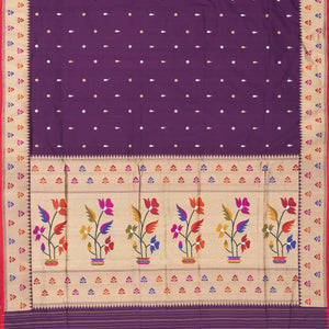 Magenta Handwoven Banarasi Silk Saree With Flower Motifs