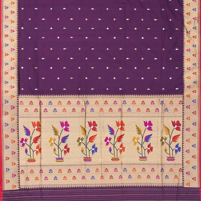 Magenta Handwoven Banarasi Silk Saree With Flower Motifs