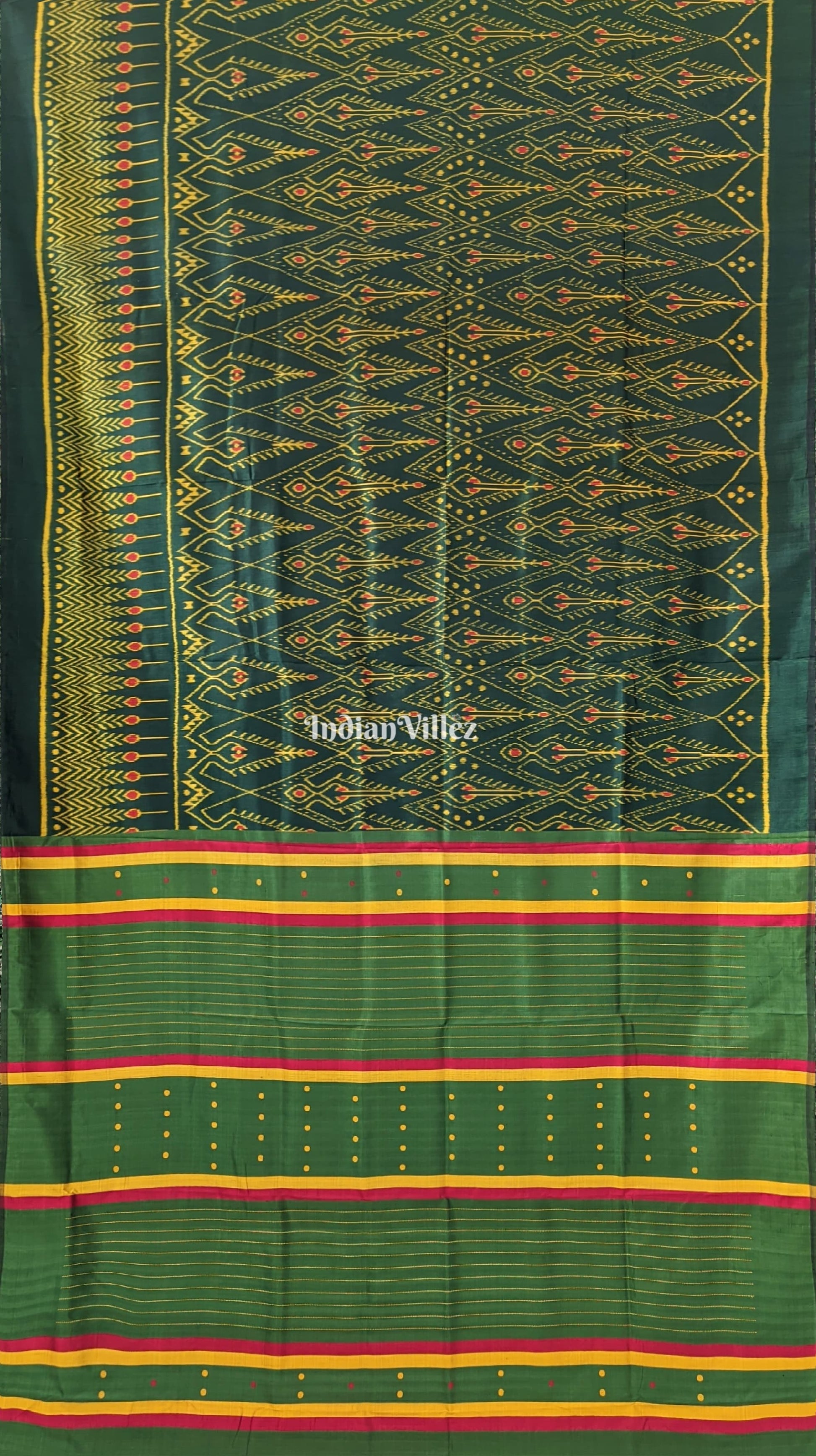 Bottle Green Cambodian inspired Designer Contemporary Silk Saree