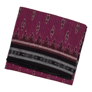 Magenta & Black Handwoven Orissa Cotton Saree With Tie & Dye Motifs