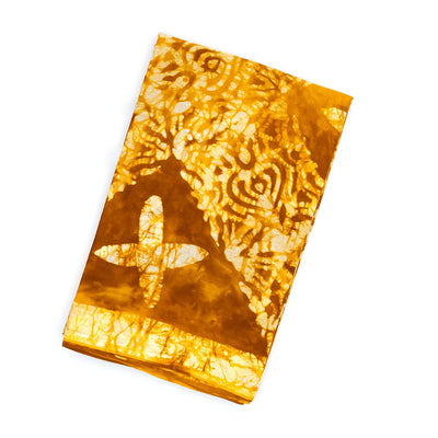 Mustard Jaipur Cotton Saree With Tie & Dye Floral Motifs